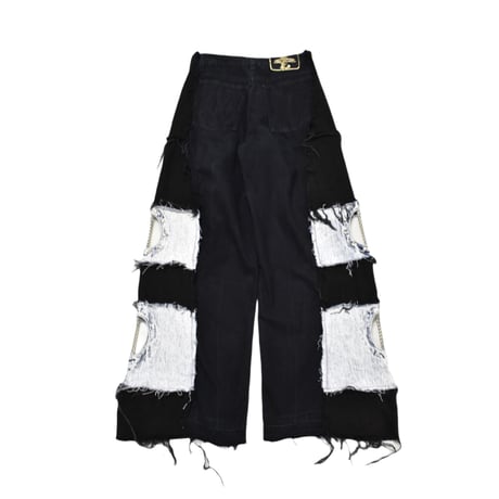 VERS Remake Fringe Damage Flare Denim Pants