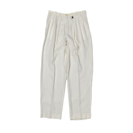 EURO Vintage Two Tuck Linen White Slacks