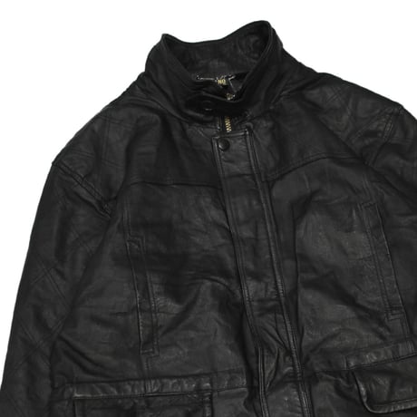 Leather Stand Collar Half Coat