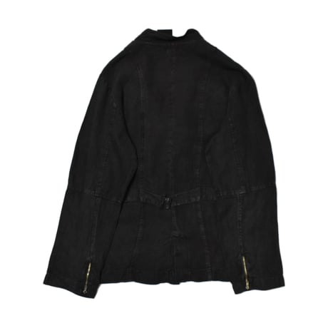 Black Linen Frill Shirt Jacket