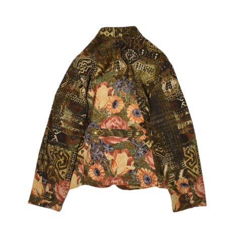 Flower Patterned Stand Collar Jacket