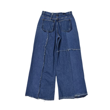 "Remake by VERS" Asymmetry Fringe Damage Flare Denim Pants