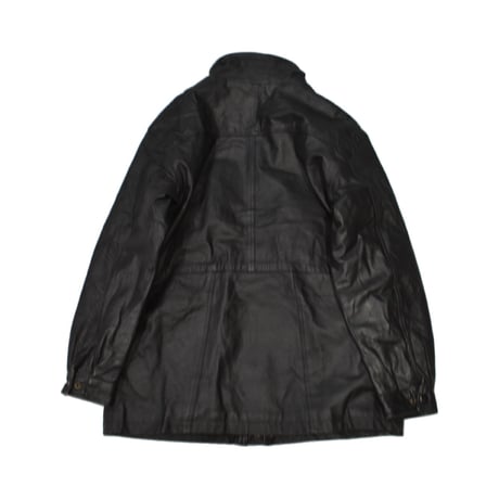 Leather Stand Collar Half Coat