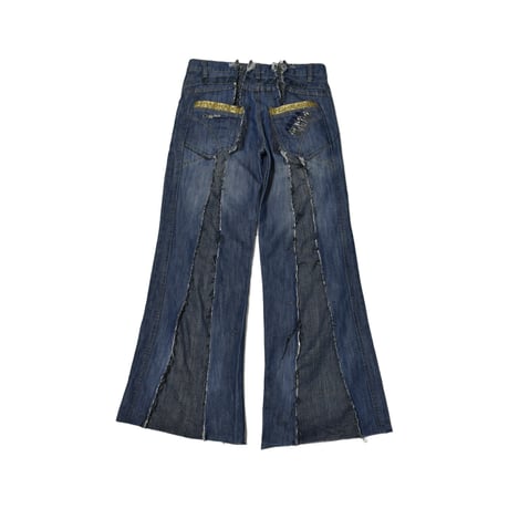 "Remake by VERS" Fringe Damage Flare Denim Pants