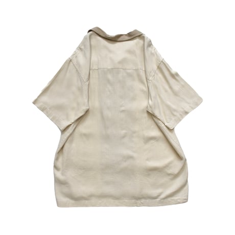 Switching Open Collar Silk S/S Shirt