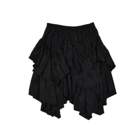 Black Gathered Tiered Skirt