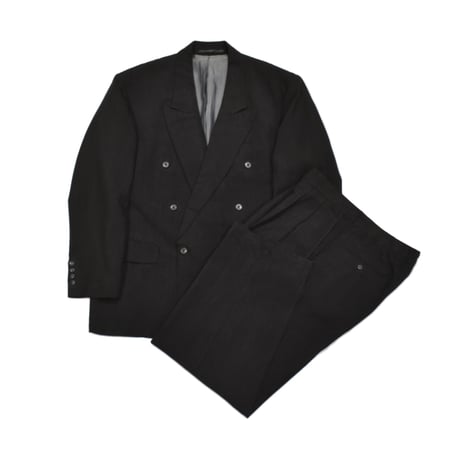 EURO Vintage Silk Double Breasted Tailored SET UP -Black-