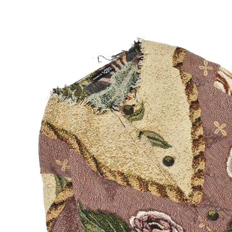 "Remake by VERS"  Vintage No-Collar Rug Jacket