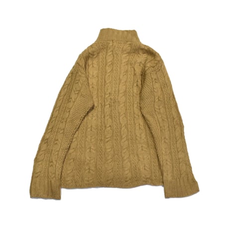 Ireland Aran Knit Stand Collar Zip Sweater