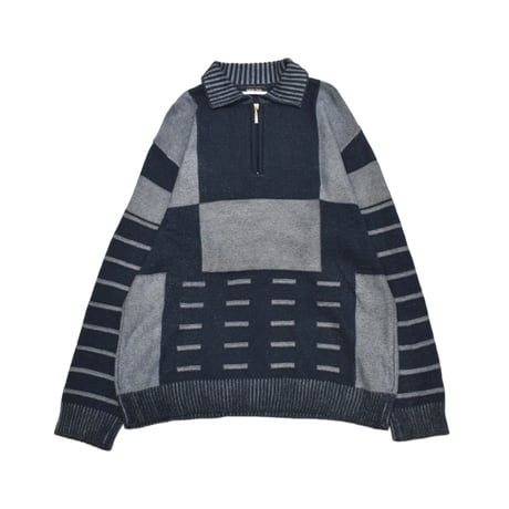 Patchwork Half-Zip Knit