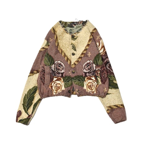 "Remake by VERS"  Vintage No-Collar Rug Jacket