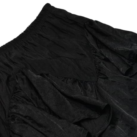 Black Gathered Tiered Skirt
