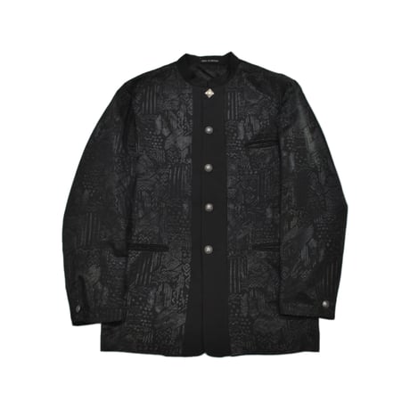 UK Vintage Collarless Tailored Jacquard Jacket