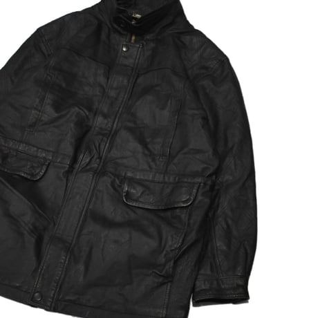 Leather Stand Collar Half Coat