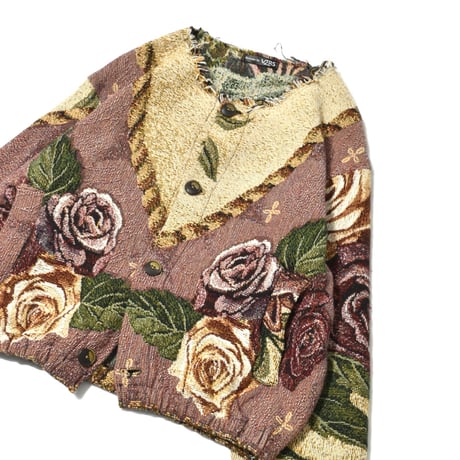 "Remake by VERS"  Vintage No-Collar Rug Jacket