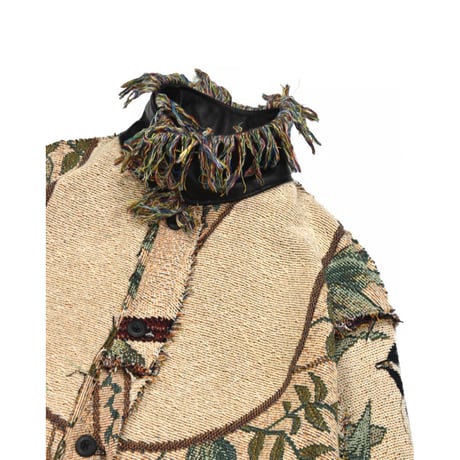 ”Remake by VERS” Fringe Collar Rug Jacket -Two Faces-