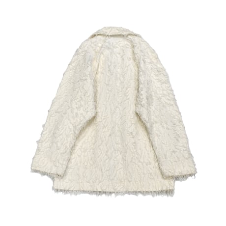 Textured Fringe Cotton Jacket -White Color-