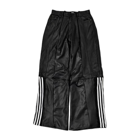 "Remake by VERS" Real Leather Stripe Wide Pants