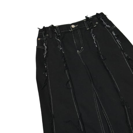 "Remake by VERS" Fringe Damage Flare Denim Pants - Original Overdye -