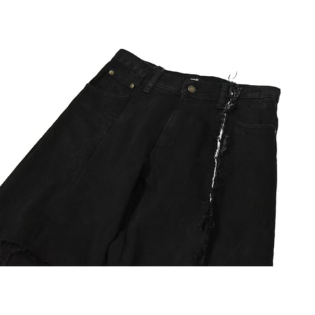 "Remake by VERS" Asymmetry Fringe Flare Denim Pants
