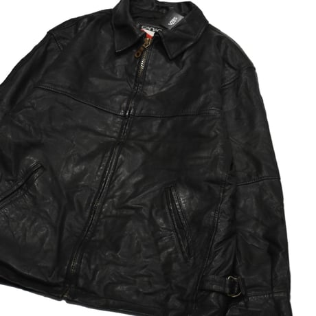 Vintage Black Leather Zip Jacket