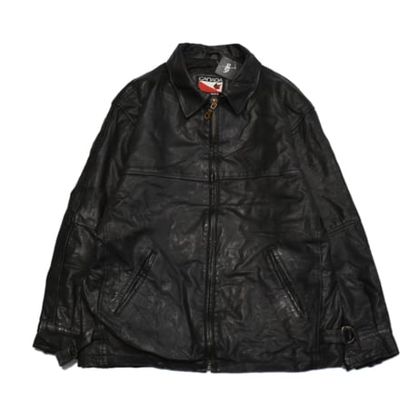 Vintage Black Leather Zip Jacket