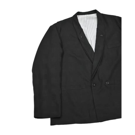 EURO Vintage Subtle Check Double Breasted Jacket -Black-