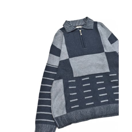 Patchwork Half-Zip Knit