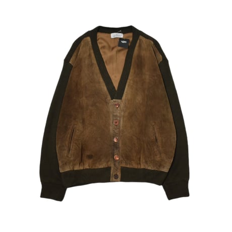 EURO Vintage Real Suede Leather Switching Cardigan Jacket