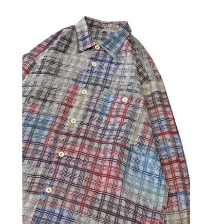Abstract Check Design L/S Shirt