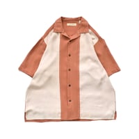 Switching Open Collar Silk S/S Shirt