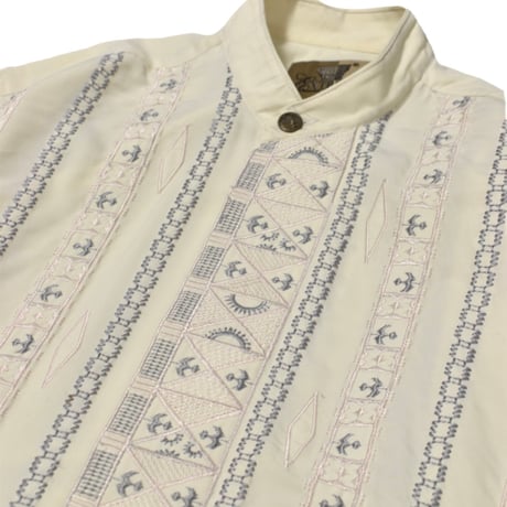Vintage Embroidery Stand Collar L/S Shirt