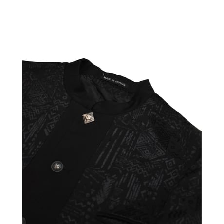 UK Vintage Collarless Tailored Jacquard Jacket