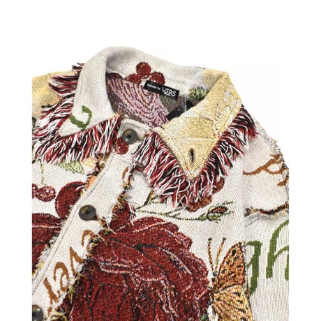 ”Remake by VERS” Fringe Collar Rug Jacket -Two Faces-
