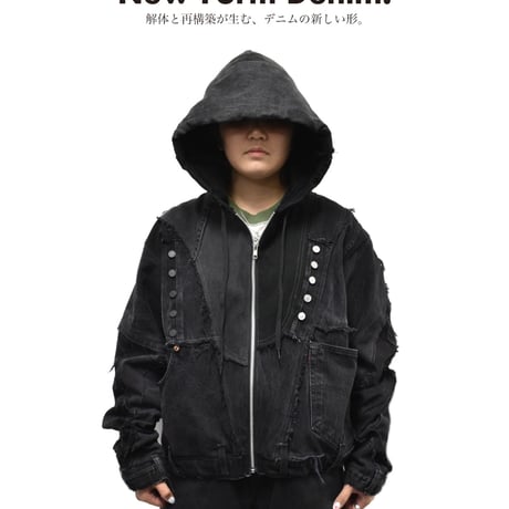 “Remake by VERS” Utility Denim Hoodie Jacket