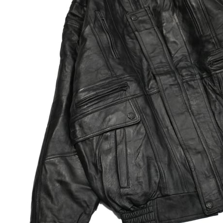Vintage Black Leather Utility Jacket