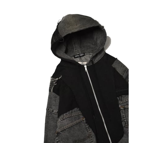 "Remake by VERS" Utility Denim Hoodie Jacket