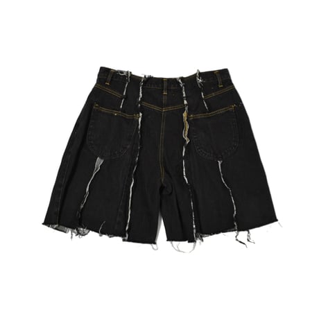 "Remake by VERS" Fringe Damage Wide Half Denim Pants