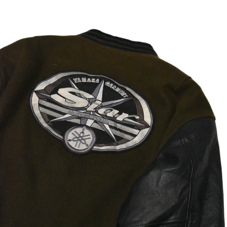 ”YAMAHA” Star Motorcycles Leather Sleeve Stadium Jacket