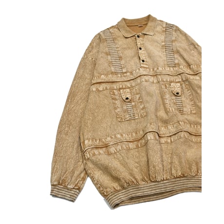 Chemical Wash Design Pullover L/S Shirt