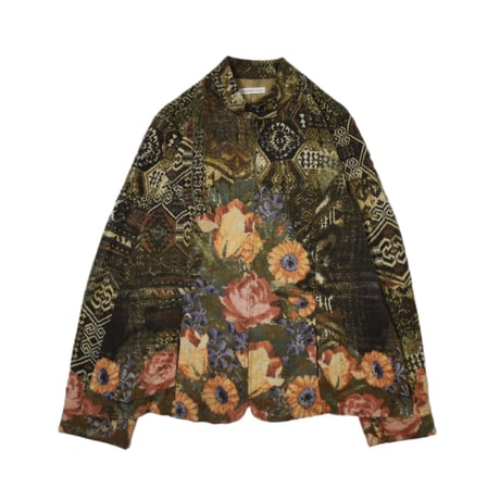 Flower Patterned Stand Collar Jacket
