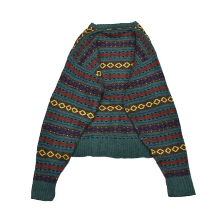 Geometric Stripe Wool Knit Sweater