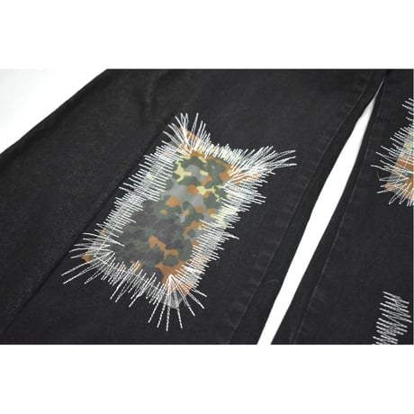VERS Remake German Army Camo Patch Flare Denim Pants