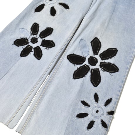 "Remake by VERS" Dark Flower Flare Denim Pants
