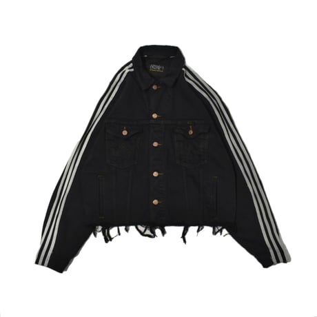 "Remake by VERS" Side Stripe Short Length Denim Jacket -VERS Original Overdye-