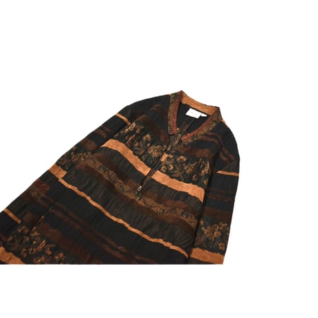 Vintage Patterned Half Zip Design Jacket