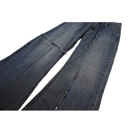"Remake by VERS" Asymmetry Fringe Damage Flare Denim Pants