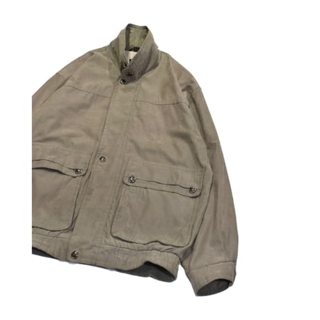 Khaki Beige Stand Collar Utility Jacket