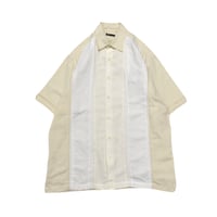 Embroidery Switching Linen S/S Shirt