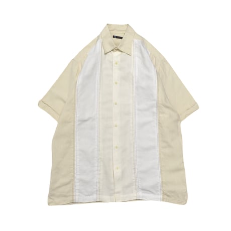 Embroidery Switching Linen S/S Shirt